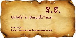 Urbán Benjámin névjegykártya