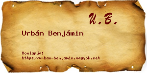 Urbán Benjámin névjegykártya